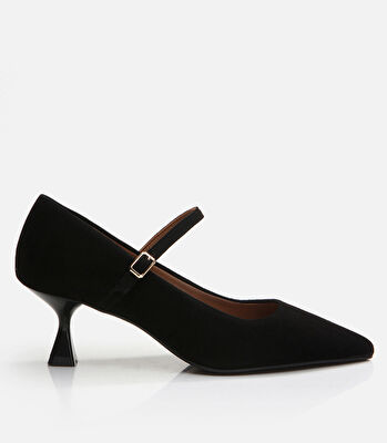 Kadın Deri Mary Jane Siyah Stiletto