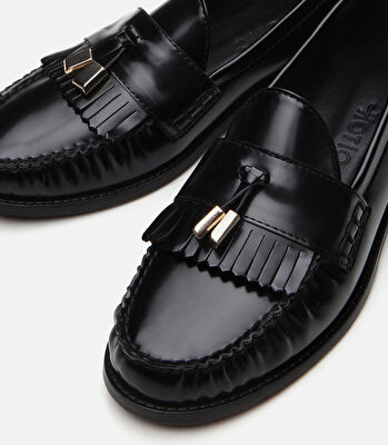 Kadın Deri Siyah Loafer