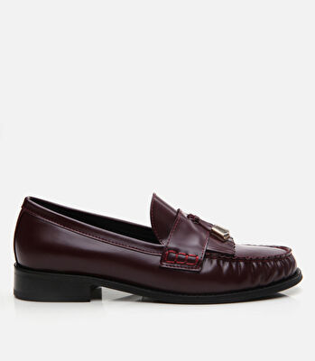 Kadın Deri Bordo Loafer