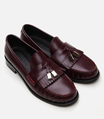 Kadın Deri Bordo Loafer