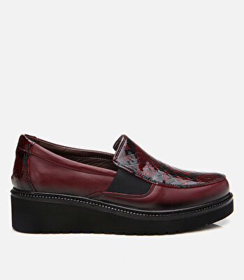 Kadın Deri Bordo Loafer