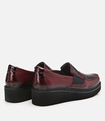 Kadın Deri Bordo Loafer