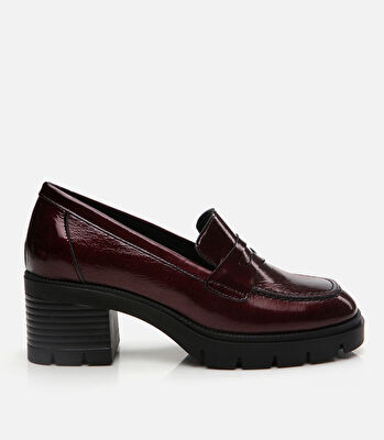 Kadın Deri Bordo Loafer