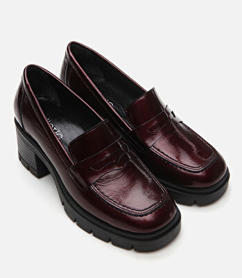Kadın Deri Bordo Loafer