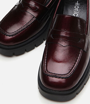 Kadın Deri Bordo Loafer