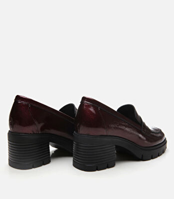 Kadın Deri Bordo Loafer