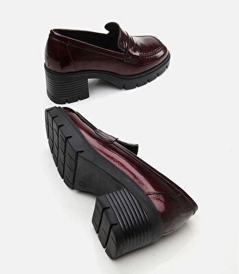 Kadın Deri Bordo Loafer