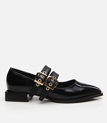 Mary Jane Siyah Kadın Loafer