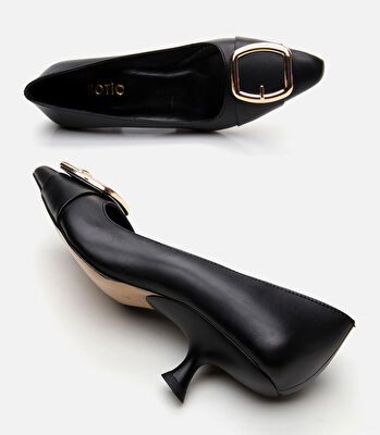 Kadın Deri Siyah Stiletto