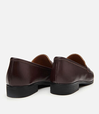 Kadın Deri Kahverengi Esnek Tabanlı Klasik Loafer