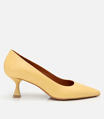 Kadın Deri Sarı Esnek Tabanlı  Stiletto