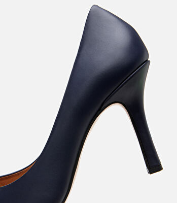 Kadın Deri Lacivert Yüksek Topuklu Stiletto