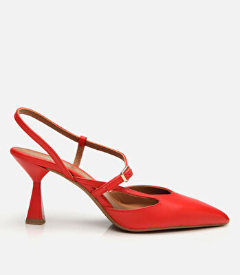 Kadın Deri Kırmızı İnce Topuklu Stiletto