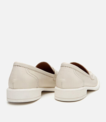 Kadın Deri Ekru Esnek Tabanlı Klasik Loafer