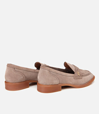Kadın Süet Deri Vizon Esnek Tabanlı Klasik Loafer