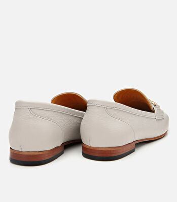 Kadın Deri Ekru Tokalı Klasik Loafer