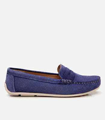 Kadın Süet Deri Lacivert Günlük Loafer