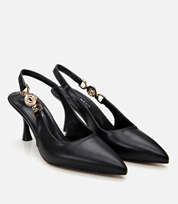 Kadın Siyah Arkası Açık Stiletto