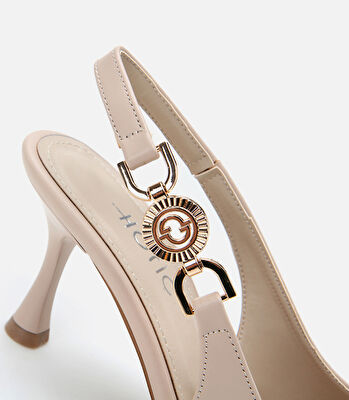 Kadın Bej Arkası Açık Stiletto