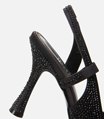 Siyah Kadın Taşlı Stiletto