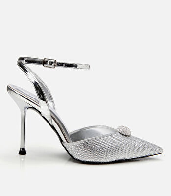 Lame Kadın Taşlı Stiletto