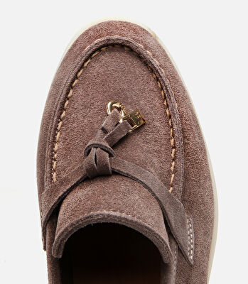 Kadın Süet Deri Vizon Klasik Loafer