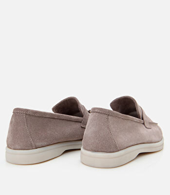 Kadın Süet Deri Vizon Klasik Loafer