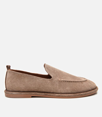Kadın Süet Deri Bej Günlük Loafer