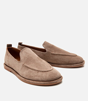 Kadın Süet Deri Bej Günlük Loafer