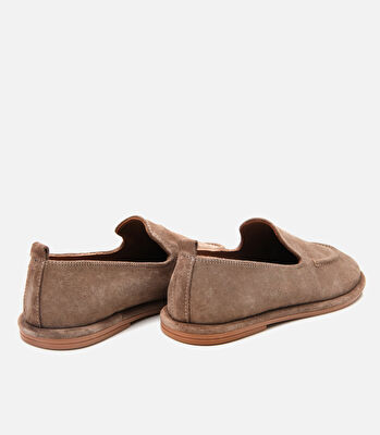 Kadın Süet Deri Bej Günlük Loafer