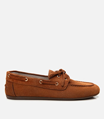 Kadın Deri Taba Bağcıklı Günlük Loafer