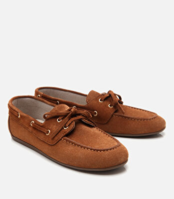 Kadın Deri Taba Bağcıklı Günlük Loafer