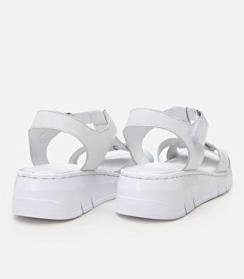 Kadın Deri Beyaz Ayarlanabilir Comfort Sandalet