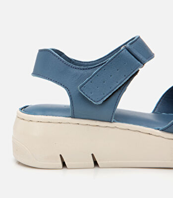 Kadın Deri Mavi Ayarlanabilir Comfort Sandalet