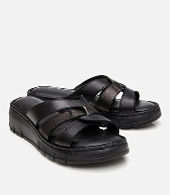Kadın Deri Siyah Comfort Terlik