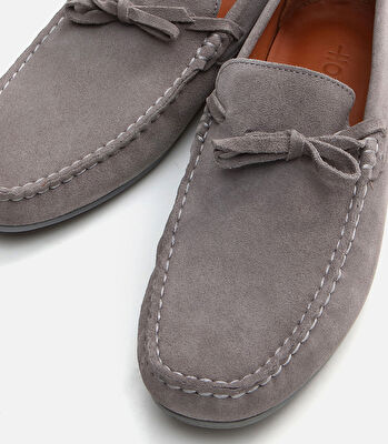 Erkek Deri Gri Loafer