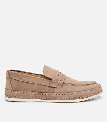 Erkek Nubuk Bej Rahat Tabanlı Loafer