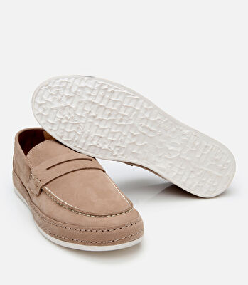Erkek Nubuk Bej Rahat Tabanlı Loafer