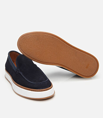 Erkek Süet Deri Lacivert Loafer