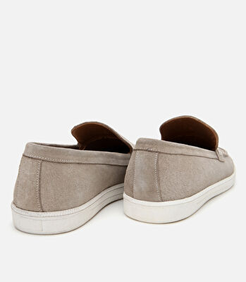 Erkek Süet Deri Bej Loafer