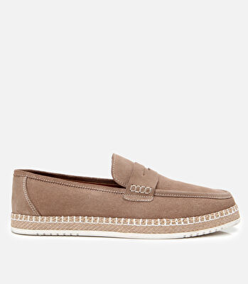 Erkek Süet Deri Bej Espadril