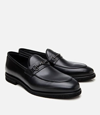 Erkek Deri Siyah Hafif Tabanlı Klasik Loafer