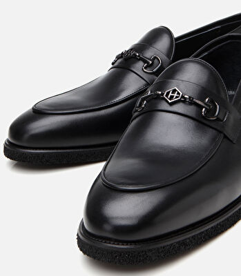 Erkek Deri Siyah Hafif Tabanlı Klasik Loafer