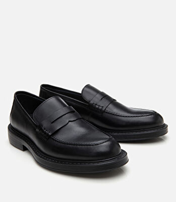 Erkek Deri Siyah Ultra Hafif Tabanlı Klasik Loafer