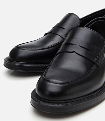 Erkek Deri Siyah Ultra Hafif Tabanlı Klasik Loafer