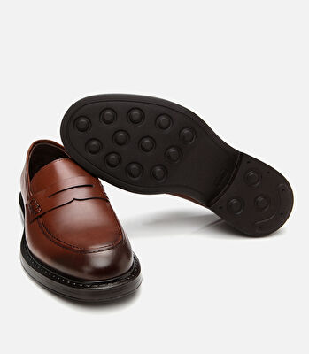 Erkek Deri Kahverengi Ultra Hafif Tabanlı Klasik Loafer