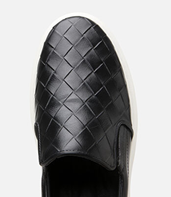 Erkek Deri Siyah Baskılı Günlük Loafer