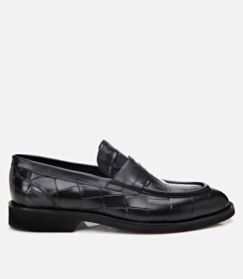  Erkek Deri Siyah Hafif Tabanlı Klasik Loafer