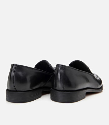 Erkek Deri Siyah Püskül Detaylı Klasik Loafer