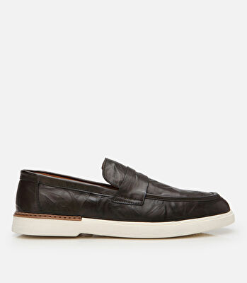 Erkek Deri Haki Ultra Hafif Tabanlı Klasik Loafer